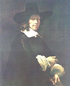 Ritratto Di Un Gentiluomo Con Un Cappello Alto E Guanti — Rembrandt Van Rijn