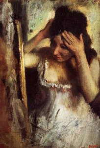 Žena Česanie Si Vlasy Pred Zrkadlom — Hilaire-germain-edgar Degas
