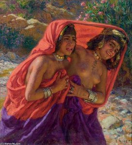 La Fuite Des Baigneuses — Alphonse-étienne Dinet