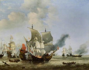 The Burning Of The 'andrew' At The Battle Of Scheveningen — Willem Van De Velde