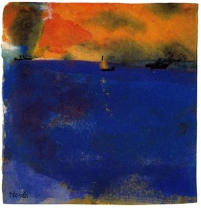Blue Sea (sailboat And Two Steamships) — Emile Nolde