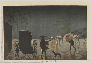 Yanagiwara Night Rain — Kobayashi Kiyochika