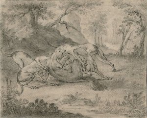 Four Dogs And A Wolf — Jean-baptiste Oudry