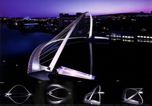 Design For Gateshead Millennium Bridge, Gateshead, Tyne & Wear: Perspective Views — Chris Wilkinson Architects