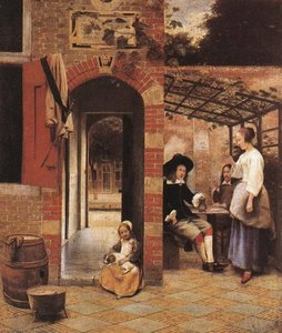 Drinkers In The Bower — Pieter De Hooch