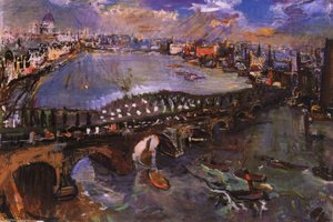 Londres, Pont De Waterloo, London, Waterloo's Bridge, Huile Sur Toile, — Oskar Kokoschka