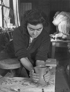 Nora Herz Making Pottery