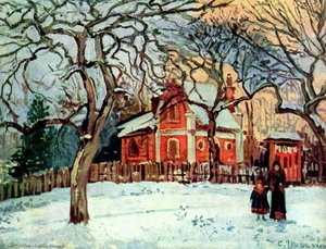 Árvores De Castanha, Louveciennes, Inverno — Camille Pissarro
