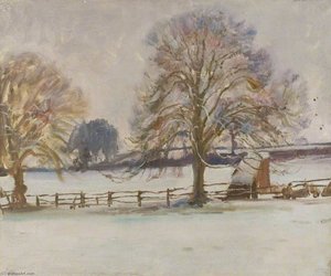 Un Paysage D'hiver Avec Des Arbres — Sir Alfred James Munnings