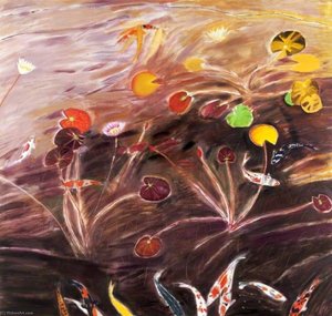 Water Lilies And Koi Carp — Elizabeth Blackadderová