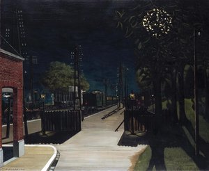 Kleiner Bahnhof Bei Nacht — Paul Delvaux