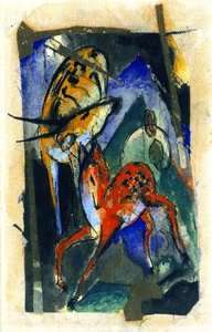 Ibexes (également Connus Sous Le Nom De Cerfs Rouges Et D'élans Jaunes) — Franz Marc
