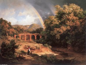 Italian Landscape With Viaduct And Rainbow — Károly Marko Den Eldre