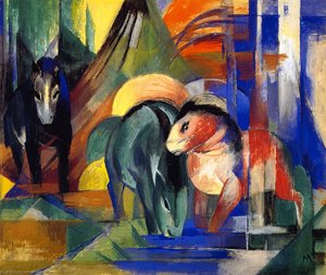 Tre Cavalli Alla Fonte — Franz Marc