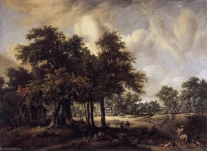 Wooded Landscape With Cottages — Meyndert Hobbema