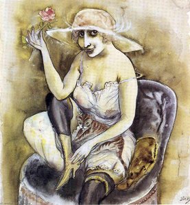 Girl With Pink Rose — Otto Dix