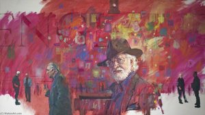 Royal West Of England Academy Officers, 2000–2004, With The President And His Newfoundland Dog 'bess' (triptych, Centre Panel) — David Hugh Cobley
