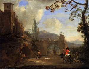 Landscape With Ruins And Hunting Party — ヤン・アッセリン