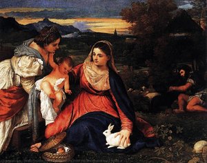 Madonna And Child With St Catherine And A Rabbit — Titian