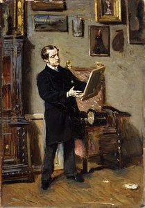 Self-portrait While Looking At A Painting — Giovanni Boldini