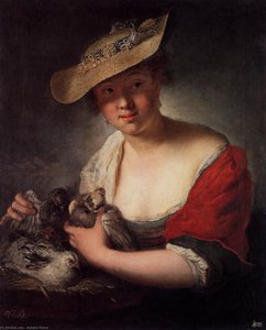 Girl With Pigeons — Antoine Pesne