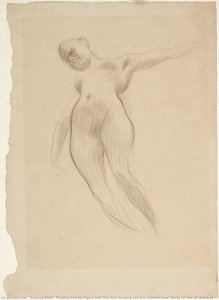 Figura Femenina Flotante Con Un Brazo Colgando Y Otro Extendido (estudio Para El Dibujo En Óleo De — Gustav Klimt