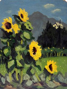 Slunečnice S Horami Za Nimi — Kyffin Williams