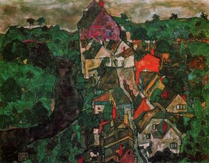Paisaje De Krumau (también Conocido Como Pueblo Y Río) — Egon Schiele