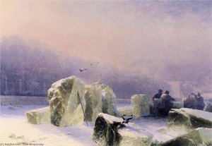 Rompehielos En El Neva Congelado En San Petersburgo — Iván Aivazovski