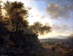 Landscape With A Huntsman And Cattle — Nicolaes Pietersz Berchem