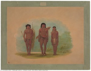 Chaco Chief, His Wife, And A Warrior — George Catlin