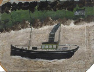 Coaster By A Shore With A House — Alfred Wallis