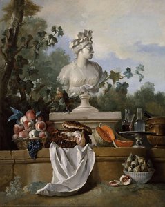 Still Life With The Bust Of America — Jean-baptiste Oudry