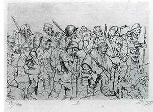 Battle Weary Troops Retreating - Battle Of The Somme — Otto Dix