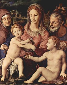 Heilige Familie Mit Der Heiligen Anna Und Dem Infantilen Johannes Dem Täufer — Agnolo Bronzino