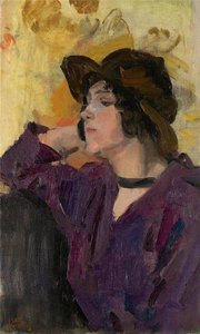 A Lady In Front Of Van Gogh's Sunflowers — Isaac Lazarus Israels