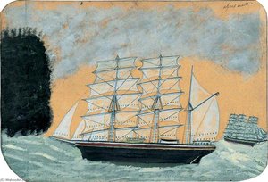 Headland With Two Three Masters (verso) — Alfred Wallis