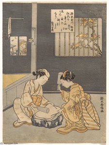 Fulling Cloth At The Jewel River — Suzuki Harunobu