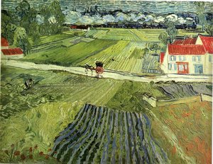 Landscape With Carriage And Train In The Background — Vincent Willem Van Gogh