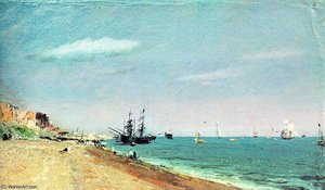 Brighton Beach With Colliers - Oil On Paper - — John Constable