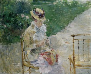 Young Woman Sewing In The Garden — Berthe Morisot
