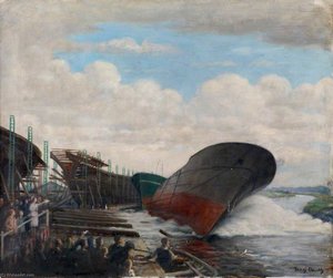 Beverley Shipyard, East Riding Of Yorkshire (launching Trawler) — Frederick William Elwell