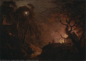 Cottage On Fire At Night — Joseph Wright Of Derby