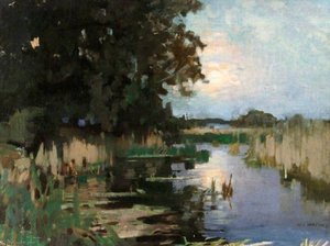 Moonrise Over The River Itchen From Just Below Itchen Stoke — Frederick Appleyard