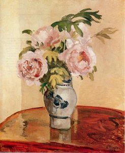 Lyserøde Pioner — Camille Pissarro