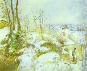 Hüttenidylle In Pontoise Im Schnee — Camille Pissarro