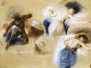 Skizze Für Die Totenopferung Des Sardanapals — Eugène Delacroix