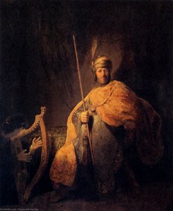 David Playing The Harp To Saul — Rembrandt Van Rijn