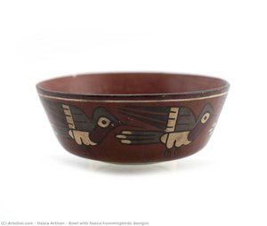 Bowl With Nasca Hummingbirds Designs — Nasca Artisan