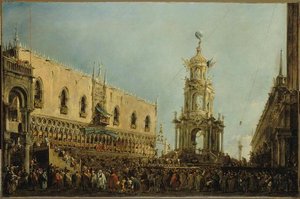 Le Doge De Venise Assiste Aux Fetes Du Jeudi Gras Sur La Piazzetta — फ्रांसेस्को गार्डि